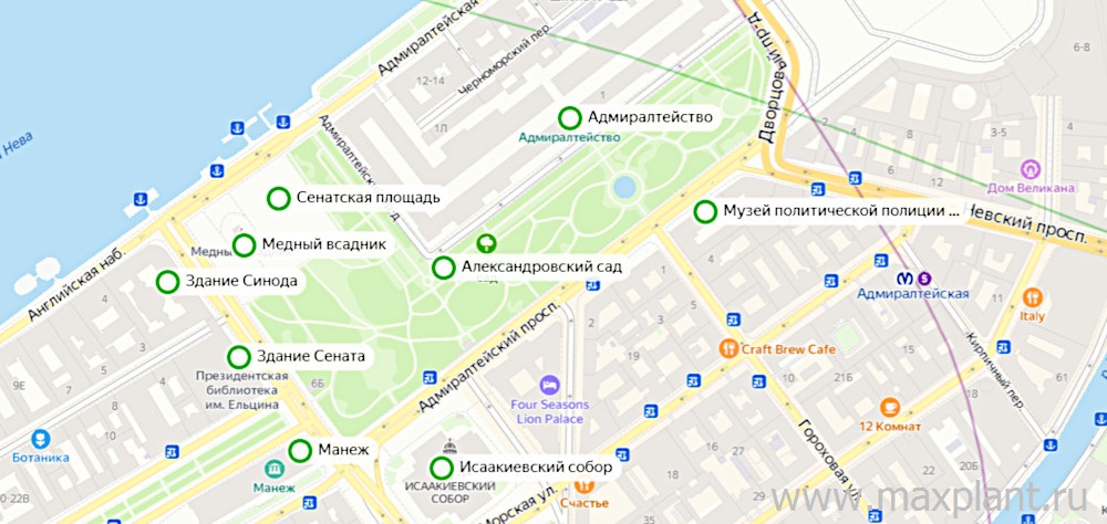 Карта Александровского сада