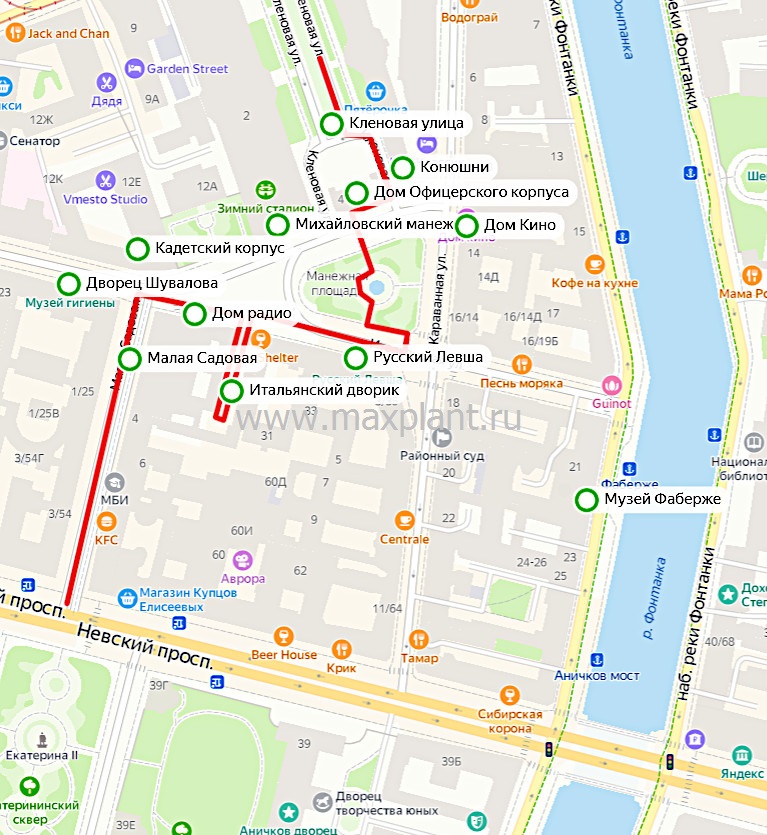 Карта Манежной площади