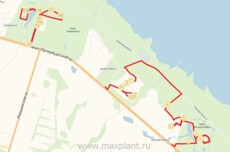 Карта маршрута прогулки по Знаменке
