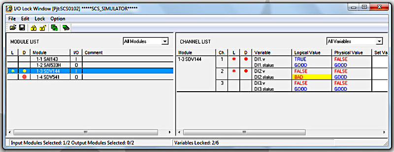 Рис. I/O Lock Window: канал 2 форсируем в BAD
