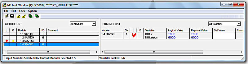 Рис. I/O Lock Window: слот 4 канал 1